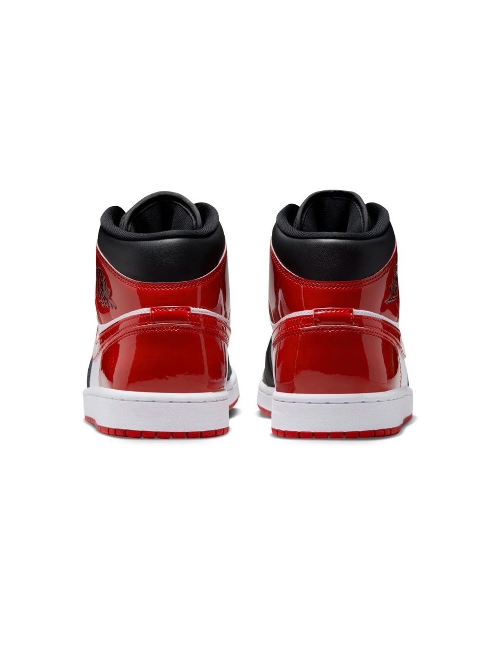 Nike Air Jordan 1 Mid SE Shoes Patent Bred Black Red White Men 8.5 Women 7. - Picture 10 of 16